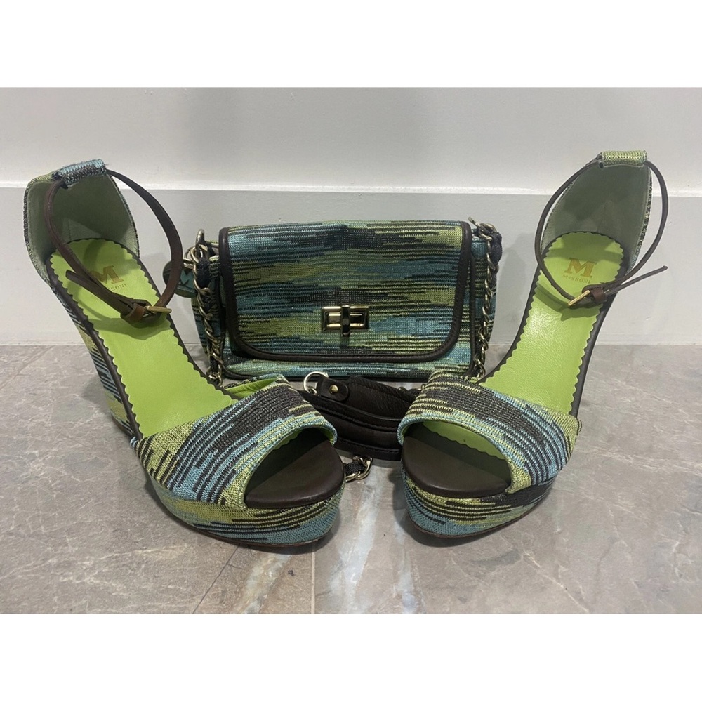 Missoni Elegant Green and Blue Heels Comes With The Bag